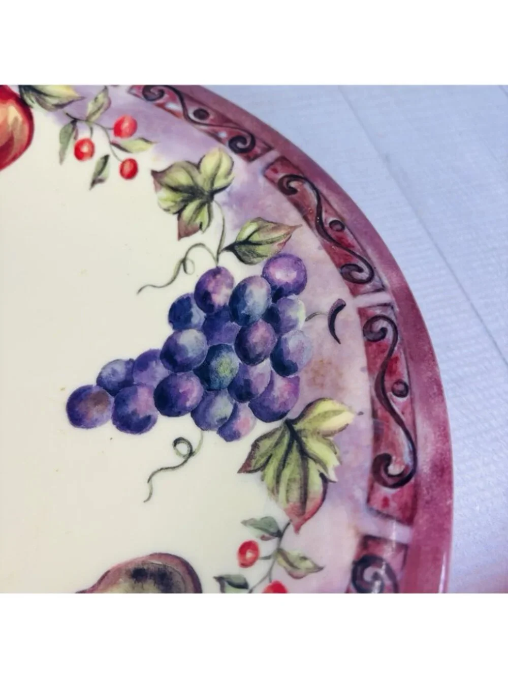 JC Penny Home Collection FRUIT MULTI Purple Melamine Large Oval Serving Platter